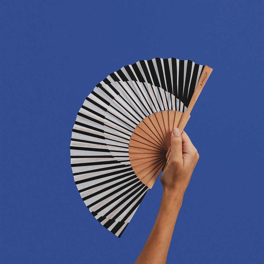 Ventaglio MINIMAL MELODY - 19 cm - Bianco e nero
