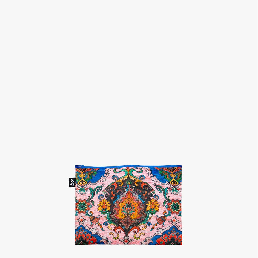 Set 3 pochette con cerniera riciclata Pavone, Toile de Jouy