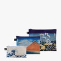 Set 3 pochette con cerniera riciclata Katsushika Hokusai