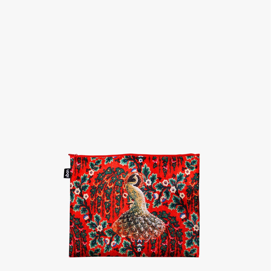 Set 3 pochette con cerniera riciclata Pavone, Toile de Jouy