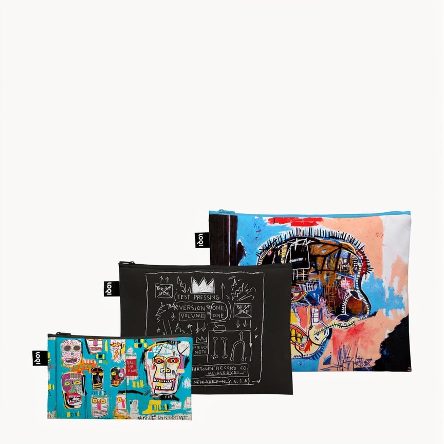 Set 3 pochette con cerniera JEAN-MICHEL BASQUIAT
