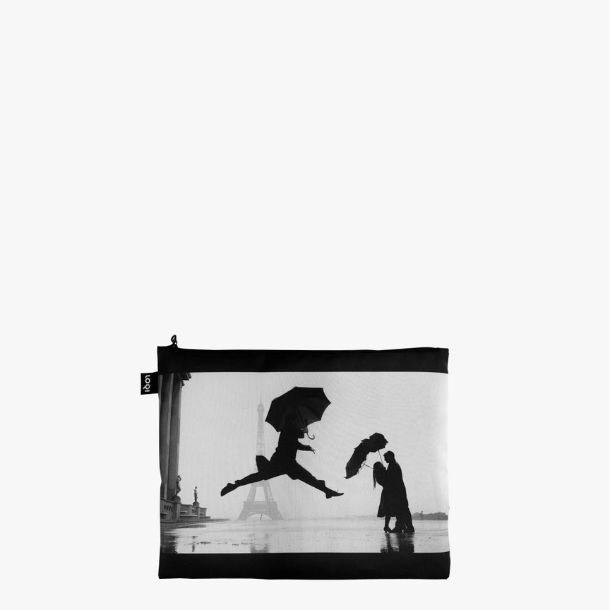 Set 3 pochette con cerniera ELLIOTT ERWITT Torre Eiffel, cane che salta e bacio a California