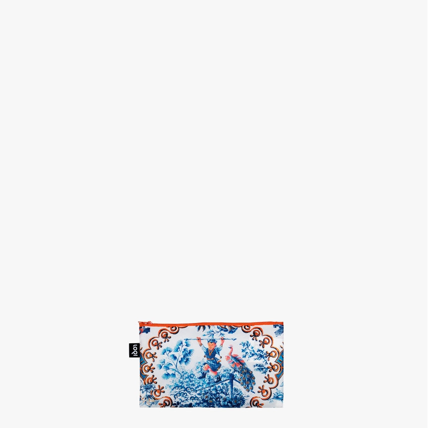Set 3 pochette con cerniera riciclata Pavone, Toile de Jouy
