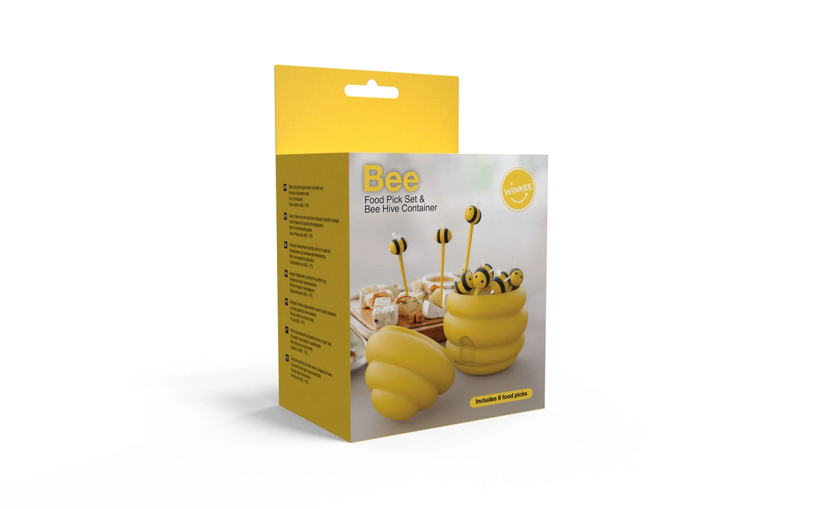 Stecchini per alimenti a forma di api con contenitore